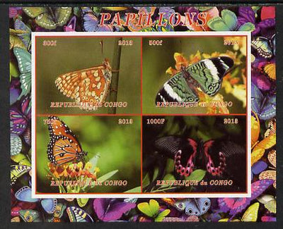 Congo 2013 Butterflies #3 imperf sheetlet containing 4 vals unmounted mint. Note this item is privately produced and is offered purely on its thematic appeal