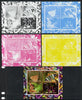 Congo 2013 Butterflies #3 sheetlet containing 4 vals - the set of 5 imperf progressive colour proofs comprising the 4 basic colours plus all 4-colour composite unmounted mint