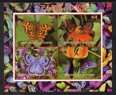 Congo 2013 Butterflies #4 imperf sheetlet containing 4 vals unmounted mint. Note this item is privately produced and is offered purely on its thematic appeal