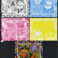 Congo 2013 Butterflies #4 sheetlet containing 4 vals - the set of 5 imperf progressive colour proofs comprising the 4 basic colours plus all 4-colour composite unmounted mint