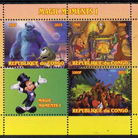 Congo 2013 Disney - Magic Moments #1 perf sheetlet containing 3 values plus label unmounted mint. Note this item is privately produced and is offered purely on its thematic appeal