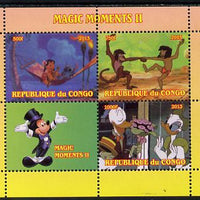 Congo 2013 Disney - Magic Moments #2 perf sheetlet containing 3 values plus label unmounted mint. Note this item is privately produced and is offered purely on its thematic appeal, it has no postal validity