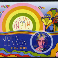 Mali 2013 John Lennon imperf deluxe sheet containing one circular value unmounted mint