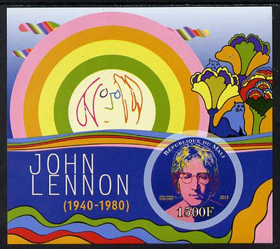 Mali 2013 John Lennon imperf deluxe sheet containing one circular value unmounted mint