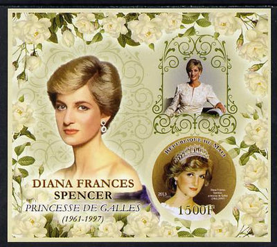 Mali 2013 Princess Diana imperf deluxe sheet containing one circular value unmounted mint
