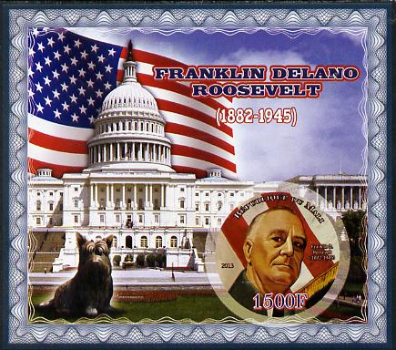 Mali 2013 Franklin D Roosevelt imperf deluxe sheet containing one circular value unmounted mint