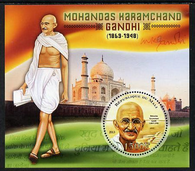 Mali 2013 Mahatma Gandhi perf deluxe sheet containing one circular value unmounted mint