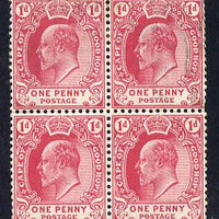 Cape Of Good Hope 1902-04 KE7 1d carmine block of 4 two stamps unmounted mint SG 71