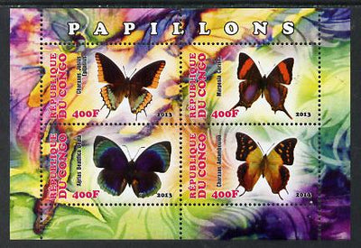 Congo 2013 Butterflies #1 perf sheetlet containing four values unmounted mint