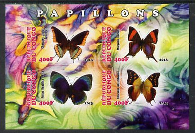 Congo 2013 Butterflies #1 imperf sheetlet containing four values unmounted mint