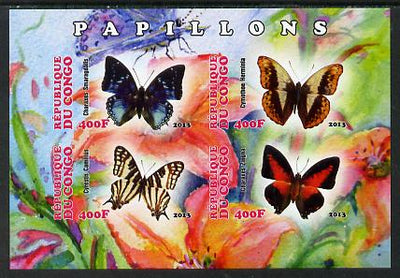 Congo 2013 Butterflies #2 imperf sheetlet containing four values unmounted mint
