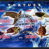 Congo 2013 Turtles perf sheetlet containing four values fine cto used