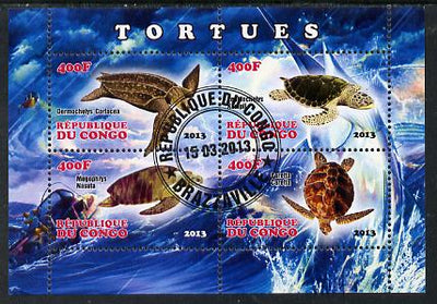 Congo 2013 Turtles perf sheetlet containing four values fine cto used