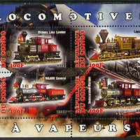 Congo 2013 Early Steam Locomotives perf sheetlet containing four values unmounted mint