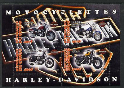Congo 2013 Harley-Davidson Motorcycles perf sheetlet containing four values unmounted mint