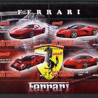Congo 2013 Ferrari Cars #2 perf sheetlet containing four values unmounted mint