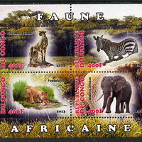 Congo 2013 African Animals #1 perf sheetlet containing four values unmounted mint