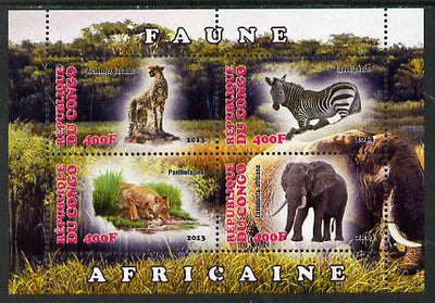 Congo 2013 African Animals #1 perf sheetlet containing four values unmounted mint
