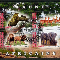 Congo 2013 African Animals #2 perf sheetlet containing four values fine cto used