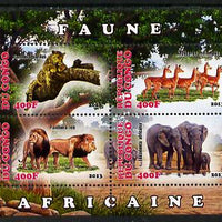 Congo 2013 African Animals #2 perf sheetlet containing four values unmounted mint