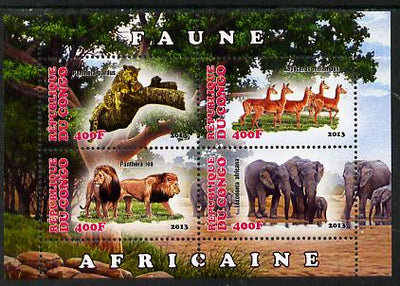 Congo 2013 African Animals #2 perf sheetlet containing four values unmounted mint
