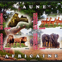 Congo 2013 African Animals #2 imperf sheetlet containing four values unmounted mint