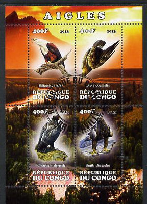 Congo 2013 Birds - Eagles perf sheetlet containing four values fine cto used