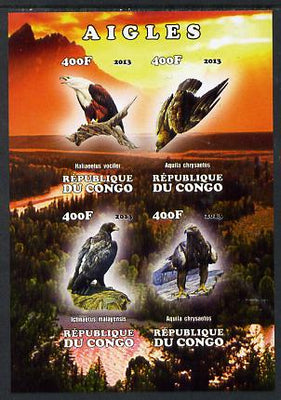 Congo 2013 Birds - Eagles imperf sheetlet containing four values unmounted mint