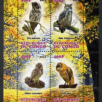 Congo 2013 Birds - Owls perf sheetlet containing four values unmounted mint