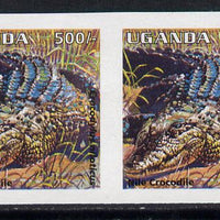 Uganda 1995-98 Reptiles - Nile Crocodile 500s imperforate proof pair on gummed unwatermarked paper unmounted mint as SG 1520