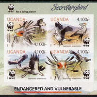 Uganda 2012 WWF - Secretary Bird imperf sheetlet containing 4 values unmounted mint