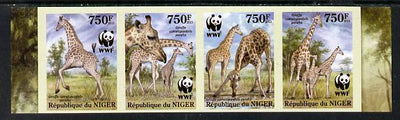 Niger Republic 2013 WWF - Giraffe imperf strip of 4 unmounted mint