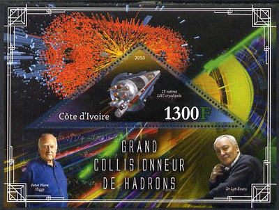 Ivory Coast 2013 Space - Large Hadron Collider perf m/sheet containing triangular value unmounted mint