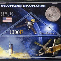 Ivory Coast 2013 Space Stations - Skylab perf m/sheet containing triangular value unmounted mint