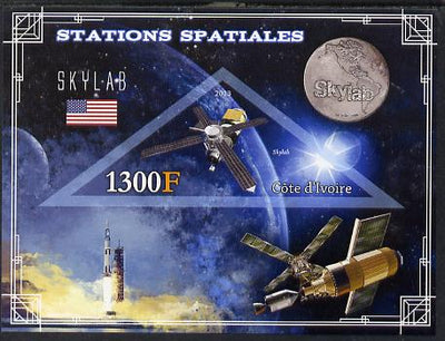 Ivory Coast 2013 Space Stations - Skylab imperf m/sheet containing triangular value unmounted mint