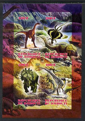 Djibouti 2013 Dinosaurs #1 imperf sheetlet containing 4 values unmounted mint