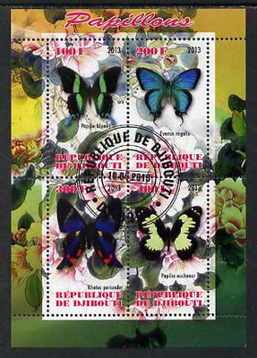 Djibouti 2013 Butterflies #1 perf sheetlet containing 4 values cto used