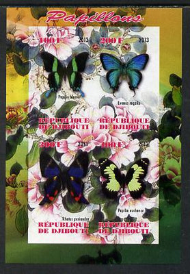 Djibouti 2013 Butterflies #1 imperf sheetlet containing 4 values unmounted mint