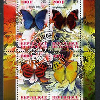 Djibouti 2013 Butterflies #2 perf sheetlet containing 4 values cto used