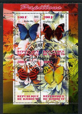 Djibouti 2013 Butterflies #2 perf sheetlet containing 4 values cto used
