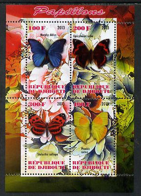 Djibouti 2013 Butterflies #2 perf sheetlet containing 4 values unmounted mint