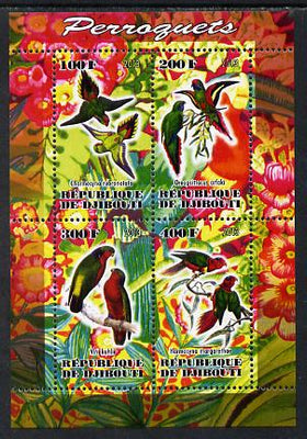 Djibouti 2013 Parrots perf sheetlet containing 4 values unmounted mint