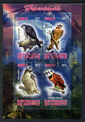 Djibouti 2013 Falcons perf sheetlet containing 4 values cto used