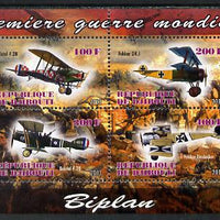 Djibouti 2013 Aircraft of WW1 (Biplanes) perf sheetlet containing 4 values unmounted mint