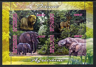 Djibouti 2013 Animals of Africa #2 perf sheetlet containing 4 values cto used