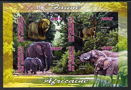 Djibouti 2013 Animals of Africa #2 imperf sheetlet containing 4 values unmounted mint