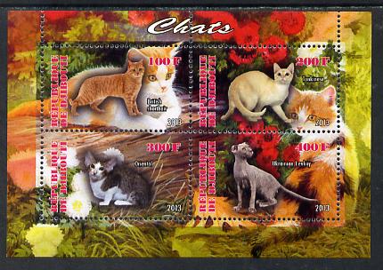 Djibouti 2013 Domestic Cats #1 perf sheetlet containing 4 values unmounted mint