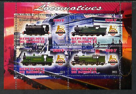 Djibouti 2013 British Steam Locomotives #1 perf sheetlet containing 4 values unmounted mint
