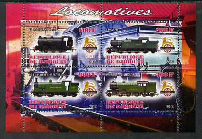 Djibouti 2013 British Steam Locomotives #1 perf sheetlet containing 4 values unmounted mint