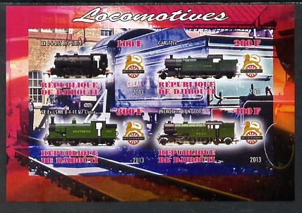 Djibouti 2013 British Steam Locomotives #1 imperf sheetlet containing 4 values unmounted mint
